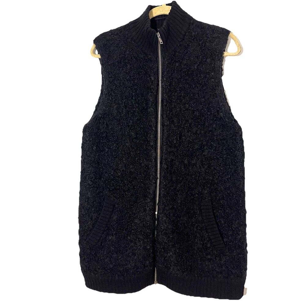 COS Sweater Vest Womens S Black Wool Mohair Boucle Knit Full‎ Zip Minimal Preppy